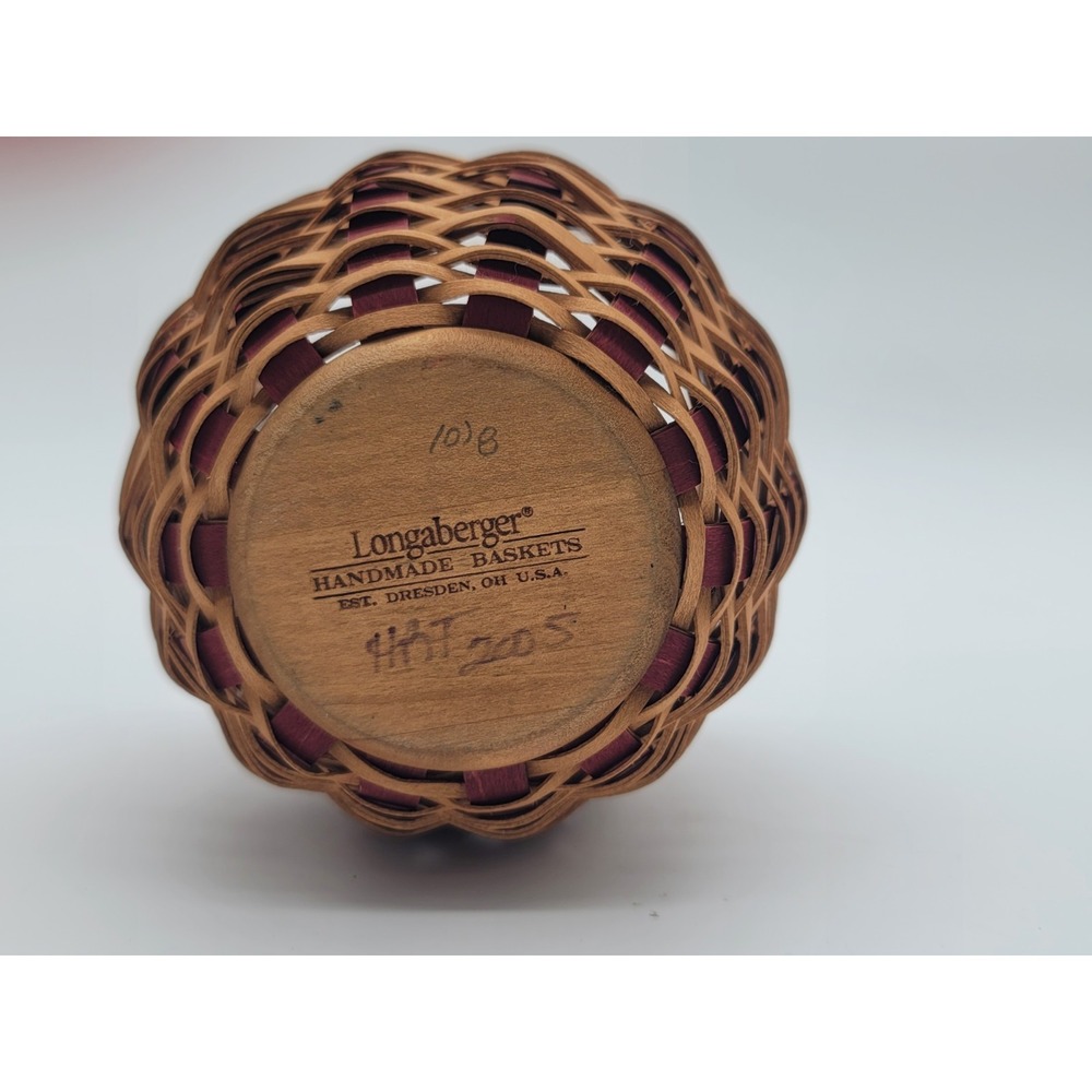Longaberger Round Strawberry Basket Small Wood Woven Ohio USA - Picture 2 of 8